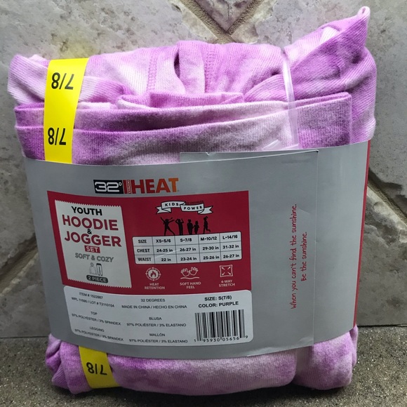 🆕 Youth 32 Degrees Hoodie & Jogger Set Purple Tie Dye Size 7/8 - Picture 7 of 7